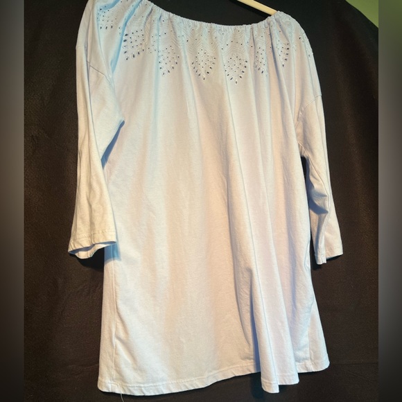 Woman Within 3/4 Sleeve Baby Blue Size 14/16 - Picture 6 of 7